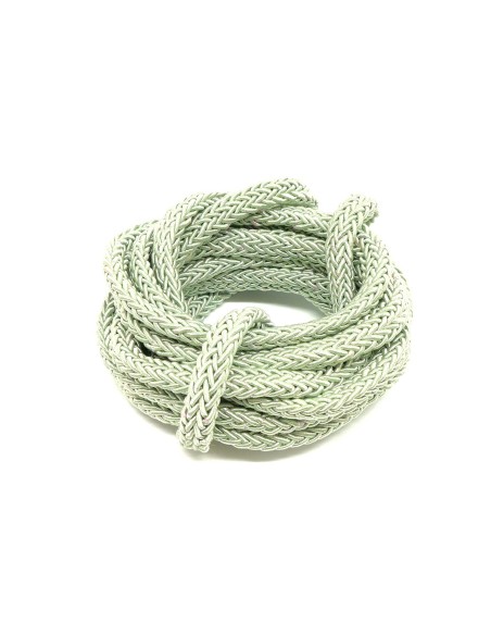 Cordon tressé 7mm x 3mm vert pâle en polyester pour anse de sac, couture, collier