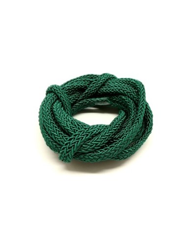 Cordon tressé plat vert bouteille en polyester 7mm x 3mm pour anse de sac, couture, collier