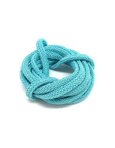 Cordon tressé plat en polyester bleu turquoise 7mm x 3mm pour anse de sac, couture, collier