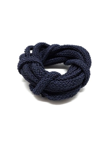 Cordon tressé plat en polyester bleu marine 7mm x 3mm pour anse de sac, couture, collier