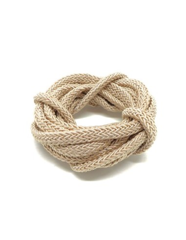 Cordon tressé plat en polyester beige 7mm x 3mm pour anse de sac, couture, collier
