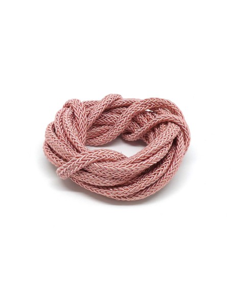 Corde tressé en polyester vieux rose 7mm x 3mm pour anse de sac, couture, collier