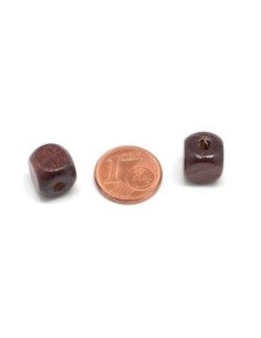 Perle cube en bois de couleur marron 9,5mm 2