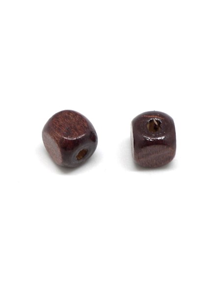 Perle en bois marron, cube 9,5mm