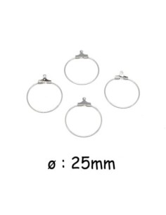 Créole argenté support boucle d'oreille rond en métal 25mm