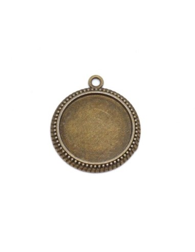 Support pendentif pour cabochon de 25mm pendentif en métal de couleur bronze travaillé