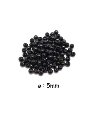 Perle en bois noire ronde 5mm