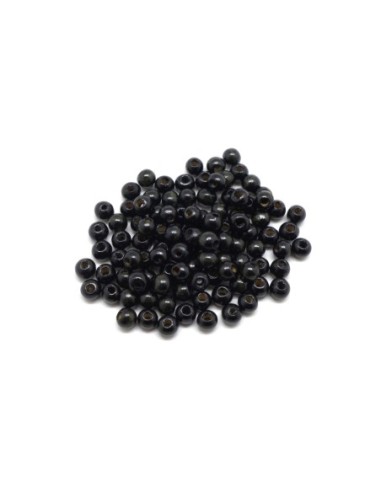 Perle 5mm en bois noire ronde