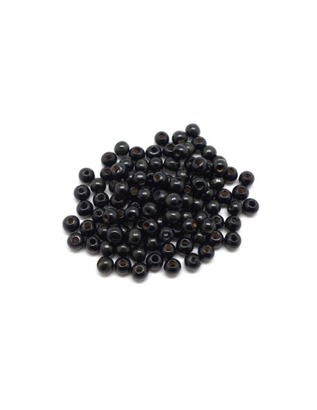 Perle 5mm en bois noire ronde