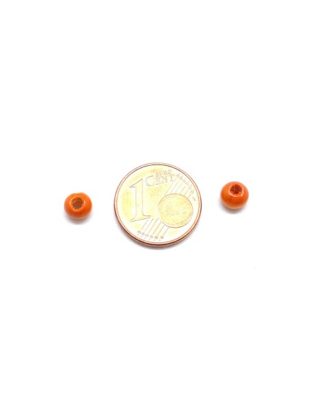 Perle en bois orange ronde