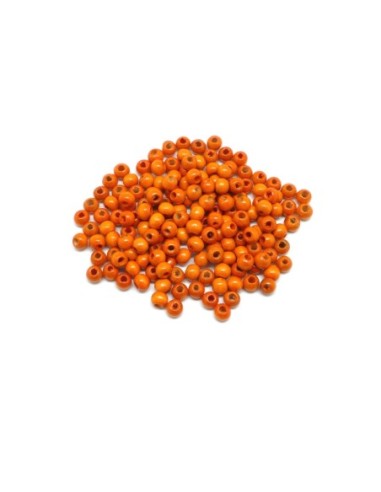 Perle orange en bois ronde 5mm