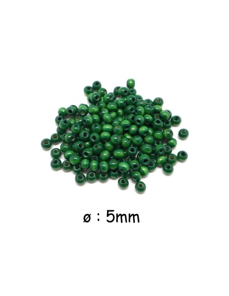 Perle ronde en bois verte 5mm