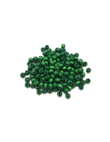 Perle en bois verte 5mm ronde