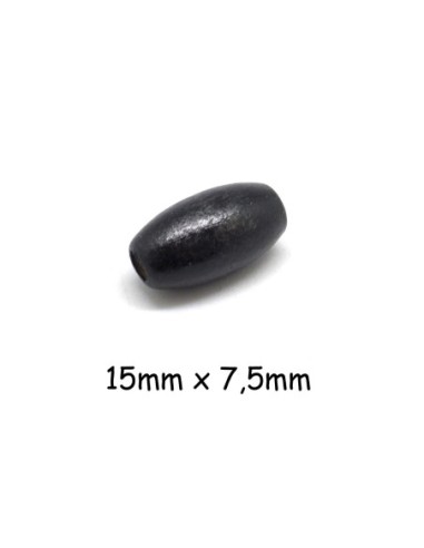 Perle olive en bois de couleur noir 15mm