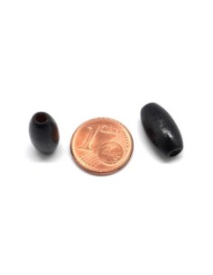 Perle olive en bois de couleur noir 15mm 2