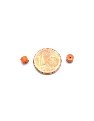 Perle en bois orange 4mm forme tube