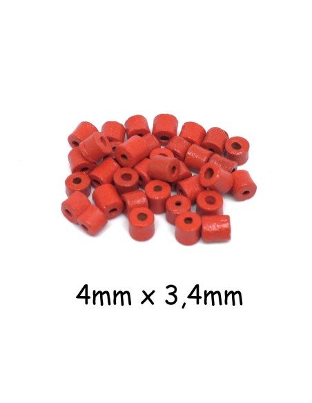 Perle tube en bois rouge 4mm