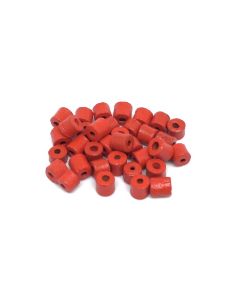 Mini Perle tube en bois rouge 4mm
