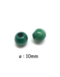 Perle bois verte 10mm ronde