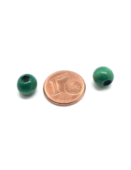 Perle en bois ronde verte 10mm