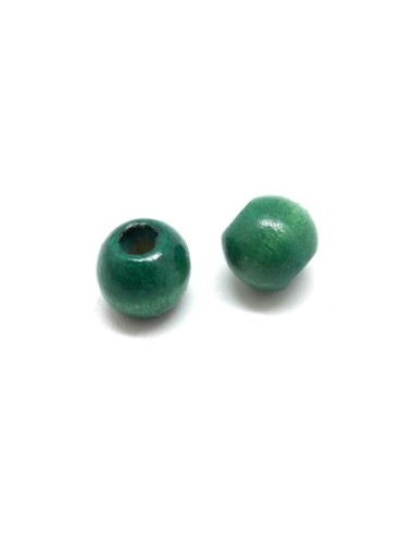 Perle ronde 10mm en bois de couleur vert