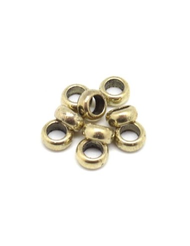 Rondelle fine à gros trou en métal doré pâle