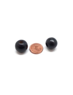 Perle en bois noire ronde 14mm 2