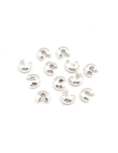 Cache perle à serrer 4mm en métal argenté brillant blanc