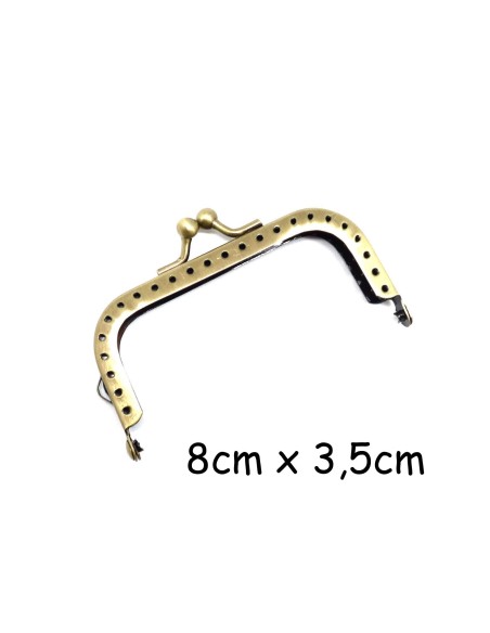 Fermoir sac, porte monnaie, lunette clasp en métal de couleur bronze 8cm - forme rectangle