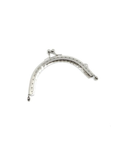 Accessoire pour sac, fermoir argenté arrondi 9cm, clasp