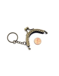 Fermoir porte monnaie arrondi en métal de couleur bronze 5cm avec attache porte clé 2