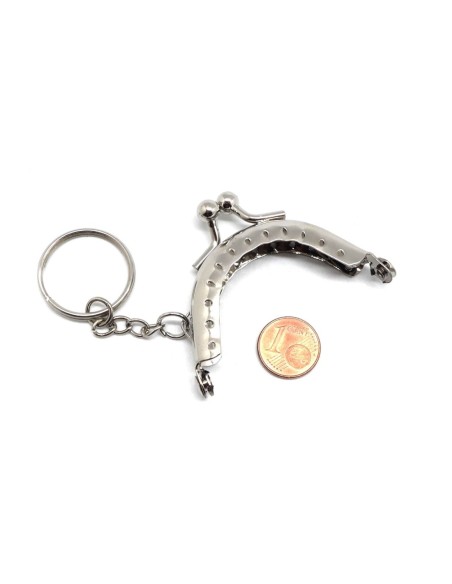 Accessoire pour sac argenté, fermoir de 5cm arrondi, porte clé