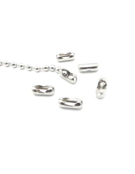 Fermoir connecteur pour chainette bille 2,5mm en métal argenté