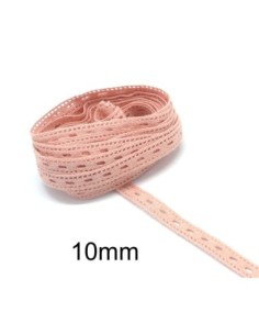 Ruban Galon dentelle fantaisie 10mm en coton rose saumon