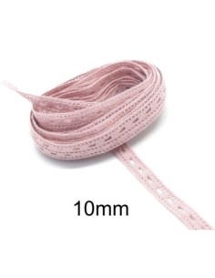 Dentelle coton rose clair, vieux rose 10mm