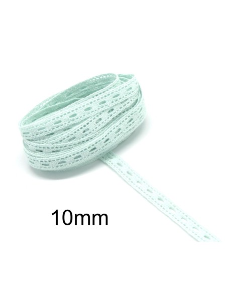 Dentelle en coton fantaisie vert pastel 10mm