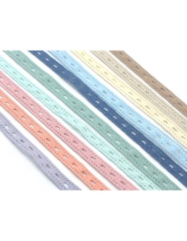 Dentelle en coton fantaisie ivoire, beige clair 10mm