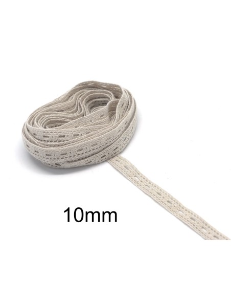 Dentelle coton fantaisie beige grège 10mm