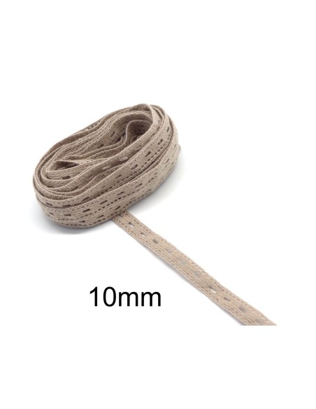 Dentelle coton fantaisie marron sépia clair 10mm