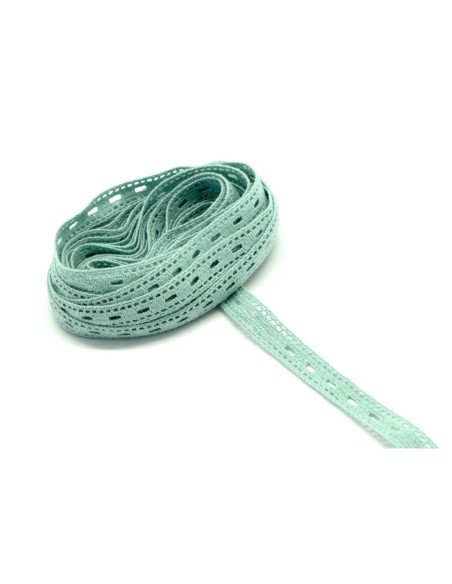 Dentelle en coton fantaisie vert sauge clair 10mm