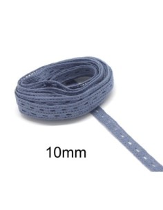 Galon dentelle en coton fantaisie bleu bleuet foncé