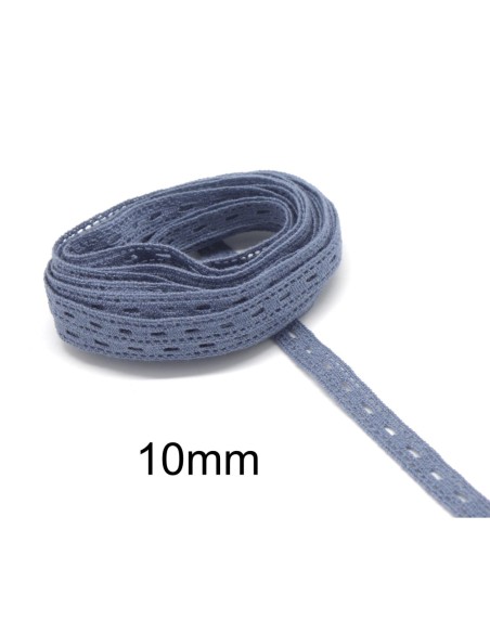 Galon dentelle en coton fantaisie bleu bleuet foncé