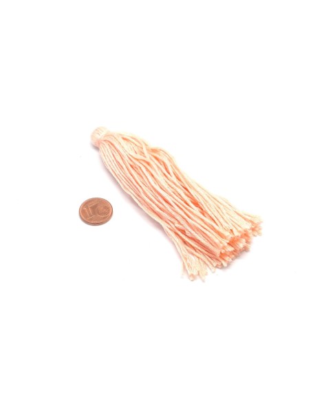 Grand pompon en coton orange saumon 10cm