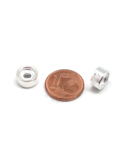Perle cylindrique argenté à gros trou de 3mm en métal Perle cylindrique argenté à gros trou de 3mm en métal