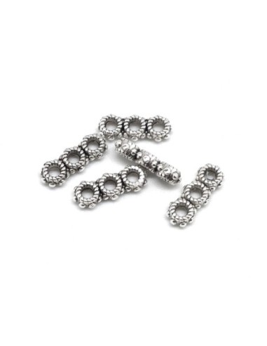 Perle séparateur style ethnique argenté 3 trous