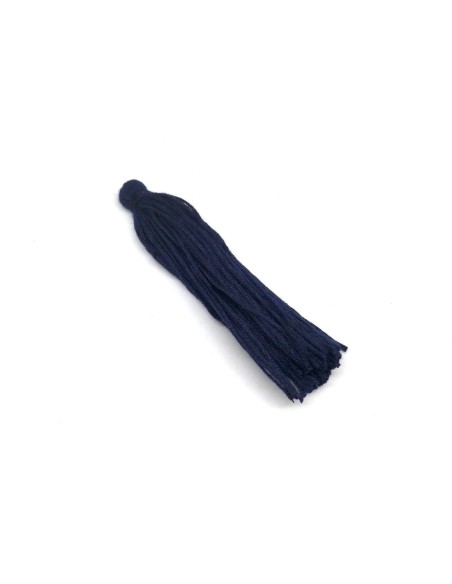 Long pompon en coton bleu marine 10cm