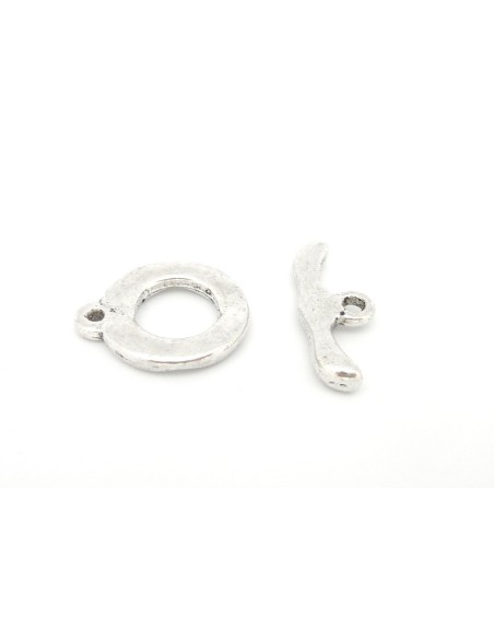 Lot de 2 Fermoirs toggle rond en T en métal argenté 18mm