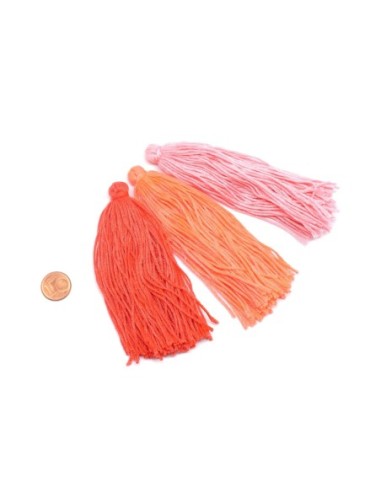 Pompon couleur assorti rose, corail fluo