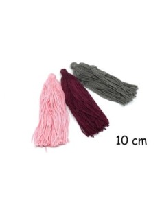 Pompon en coton assortis grenat, gris foncé et rose 10cm