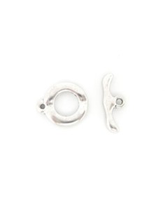 Lot de 2 Fermoirs toggle rond en T en métal argenté 18mm 2
